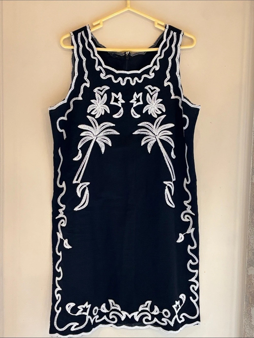 Talbots Embroidered Mini Dress in Black & White Size 12